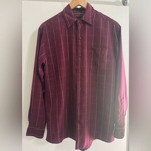 George Men's Maroon Plaid Button Down Shirt